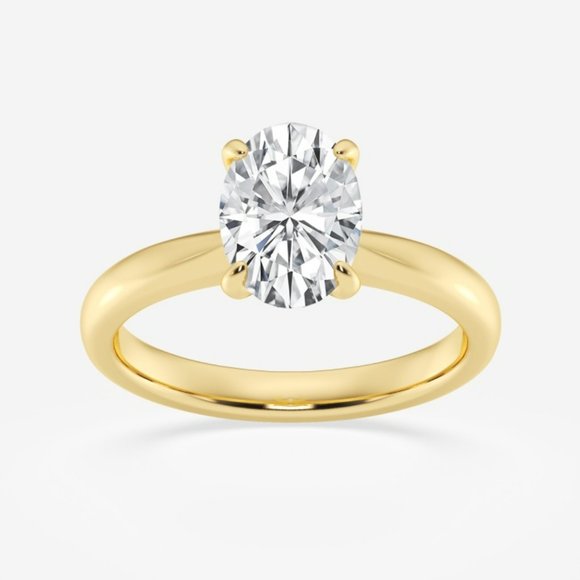 1 1/2 ctw Oval Lab Grown Diamond Petite Solitaire Engagement Ring - Picture 3 of 7